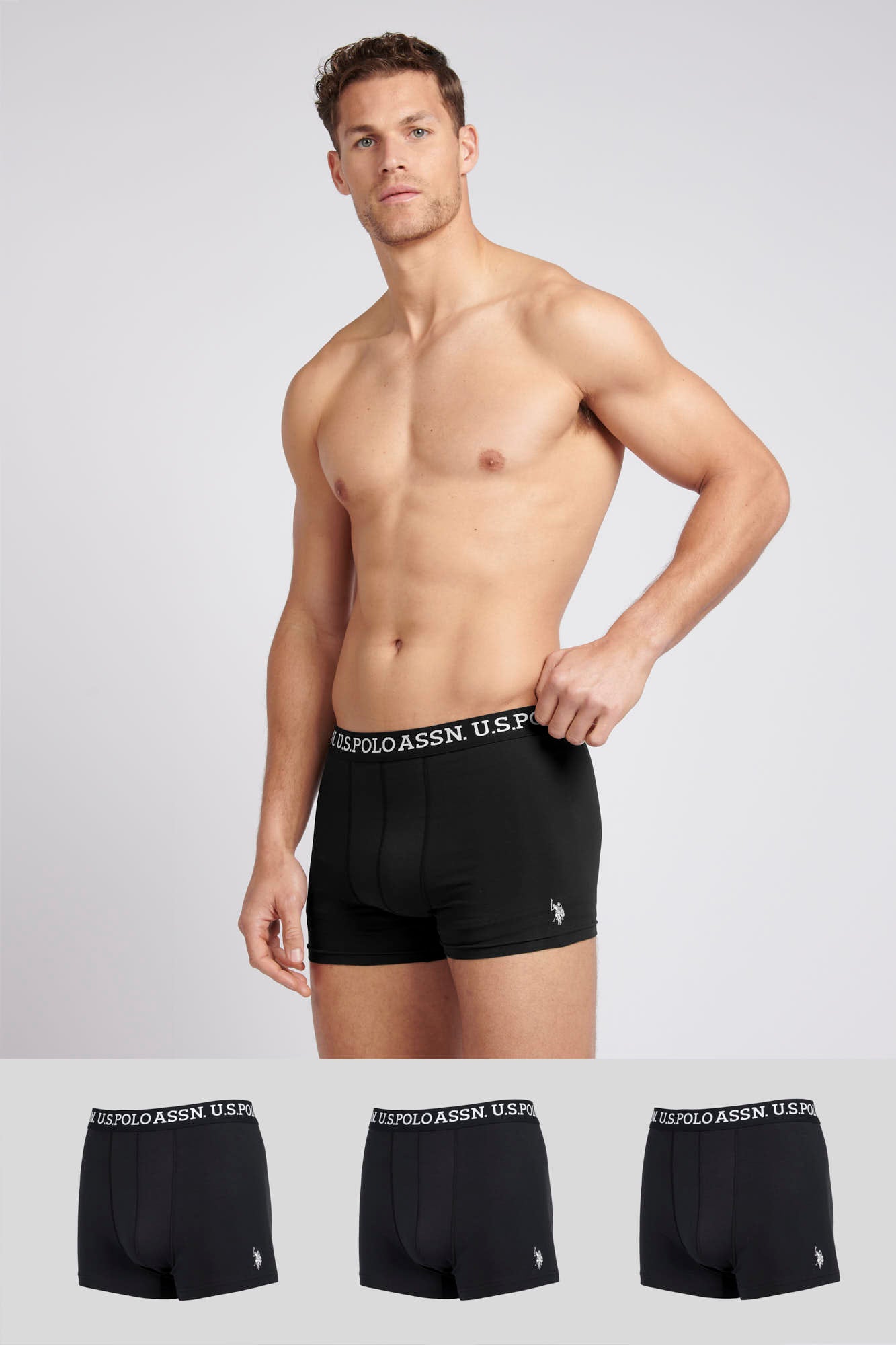 U.S. Polo Assn. Mens 3 Pack Boxer Shorts in Black U.S. Polo Assn. UK