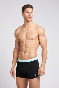 Mens 3 Pack Contrast Stripe Boxer Shorts in Black