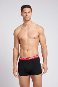 Mens 3 Pack Contrast Stripe Boxer Shorts in Black