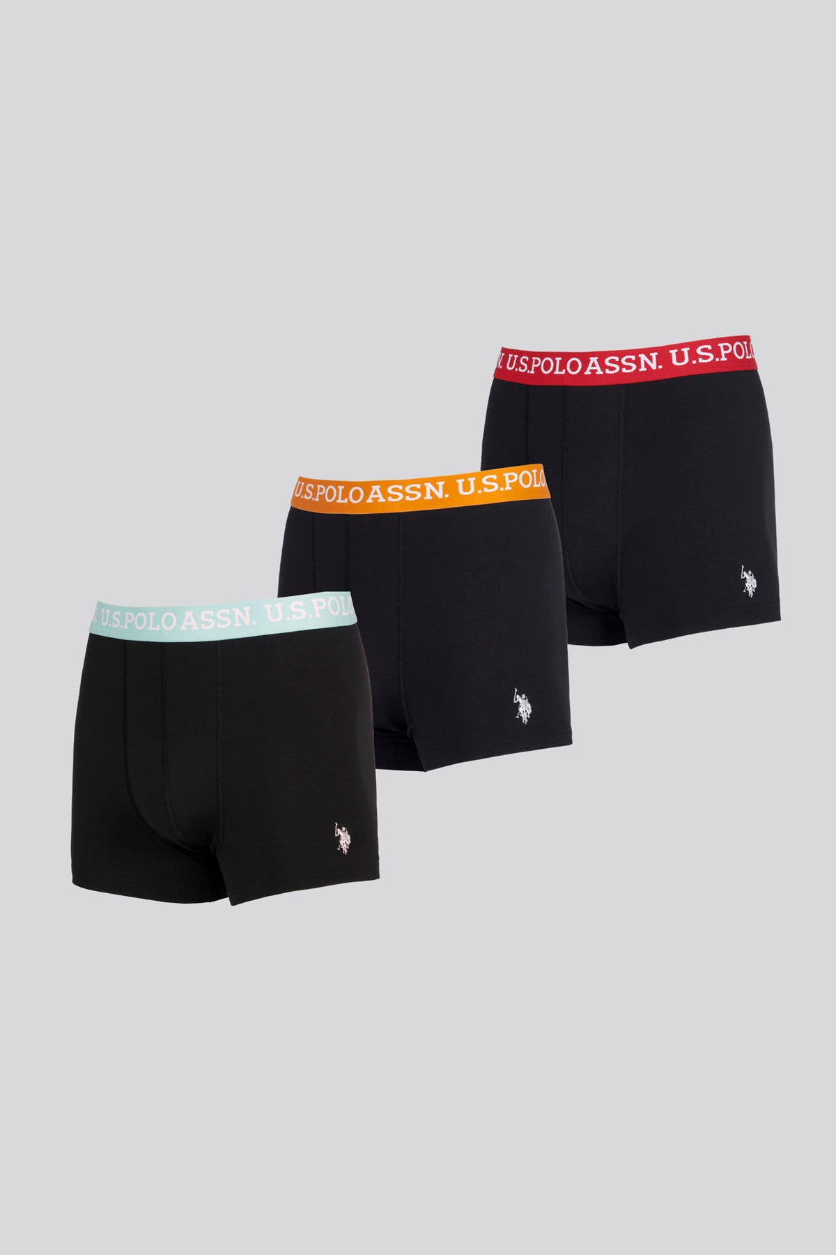 Mens 3 Pack Contrast Stripe Boxer Shorts in Black