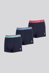 Mens 3 Pack Highlight Stripe Boxer Shorts in Dark Sapphire Navy