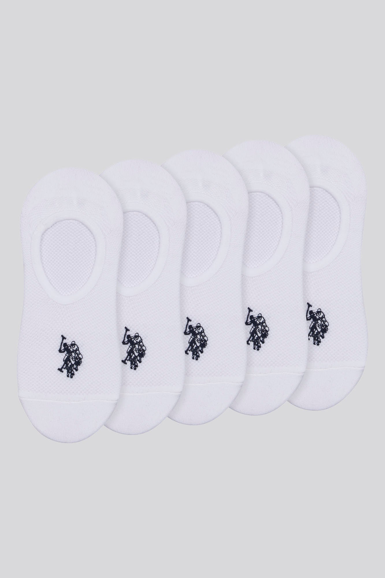 U.S. Polo Assn. Mens 5 Pack Invisible Trainer Socks in Bright
