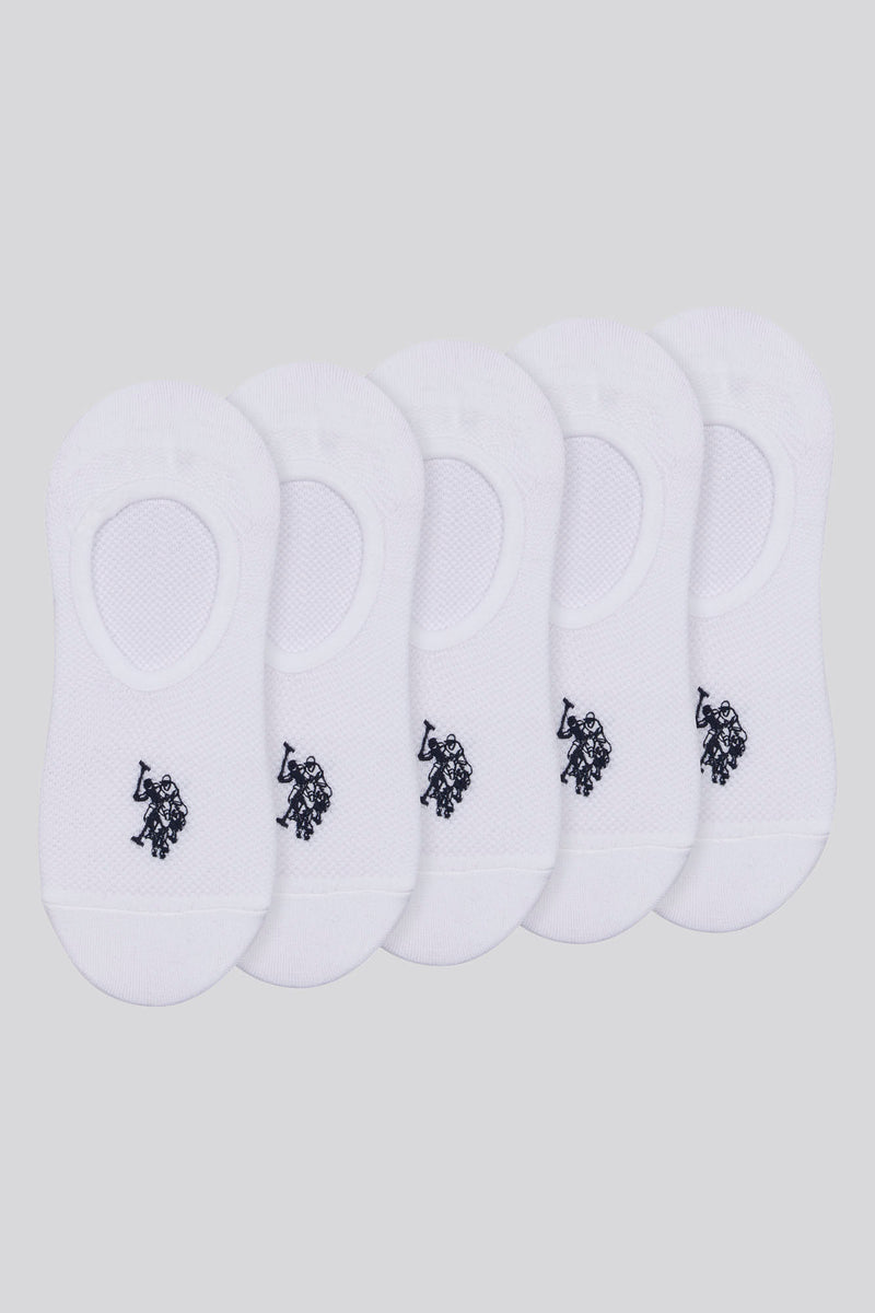 Mens 5 Pack Invisible Trainer Socks in Bright White