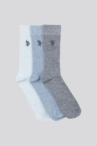 Mens Three Pack Classic Rib Socks in Moonlight Blue