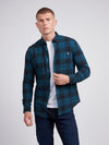 Mens Peached Oxford Check Shirt in Black