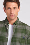 Mens Peached Oxford Check Shirt in Granite Gray