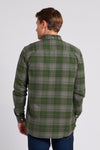 Mens Peached Oxford Check Shirt in Granite Gray