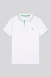 Mens Life Double Horsemen Polo Shirt in Bright White