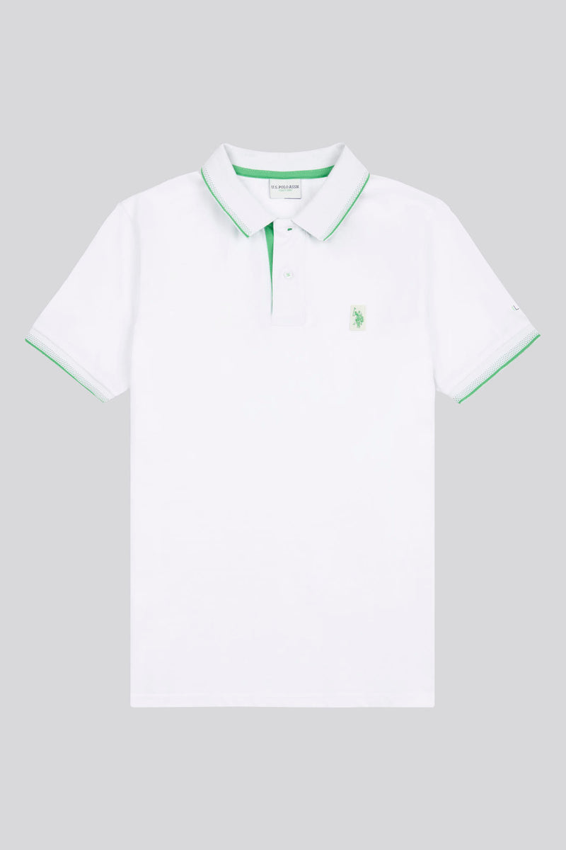 Mens Life Double Horsemen Polo Shirt in Bright White