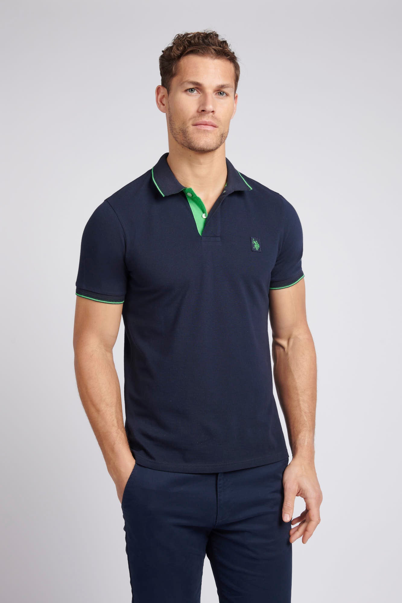 Mens Life Double Horsemen Polo Shirt in Dark Sapphire Navy