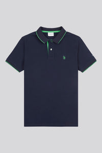 Mens Life Double Horsemen Polo Shirt in Dark Sapphire Navy