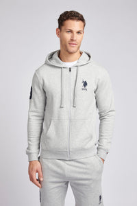 Mens Classic Fit Player 3 Zip Hoodie in Mid Grey Marl