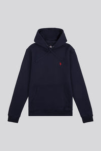 Mens Double Horsemen Hoodie in Dark Sapphire Navy / Haute Red DHM