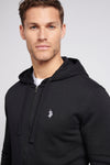 Mens Double Horsemen Zip Hoodie in Black Bright White DHM