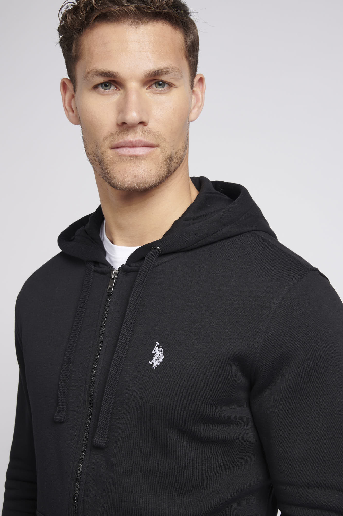 U.S. Polo Assn. Mens Double Horsemen Zip Through Hoodie in Black U.S. Polo Assn. UK