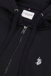 Mens Double Horsemen Zip Hoodie in Black Bright White DHM