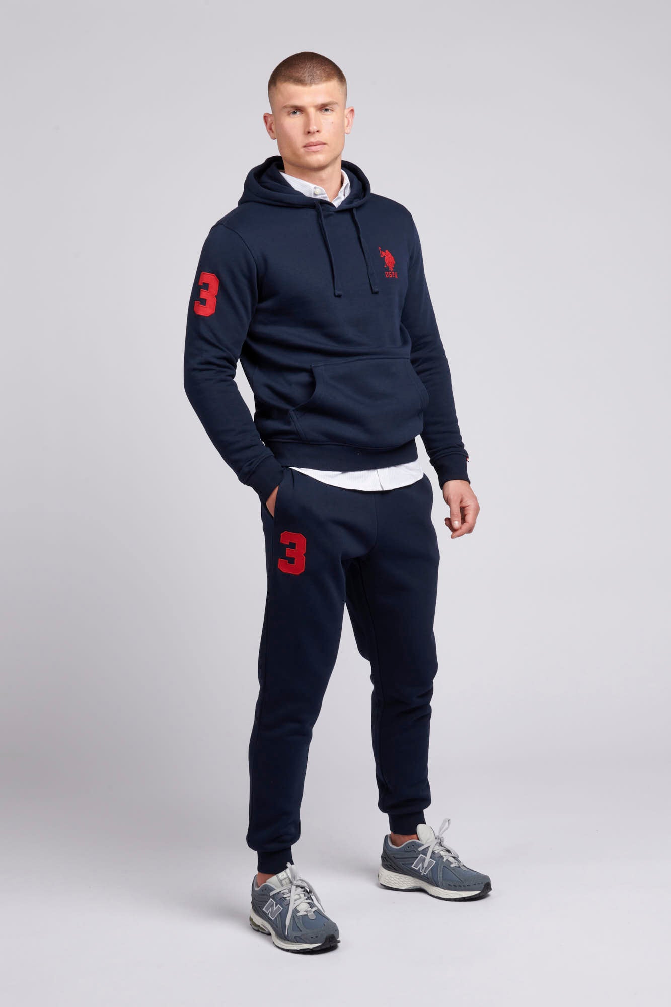 Mens Player 3 Hoodie in Dark Sapphire Navy / Haute Red DHM