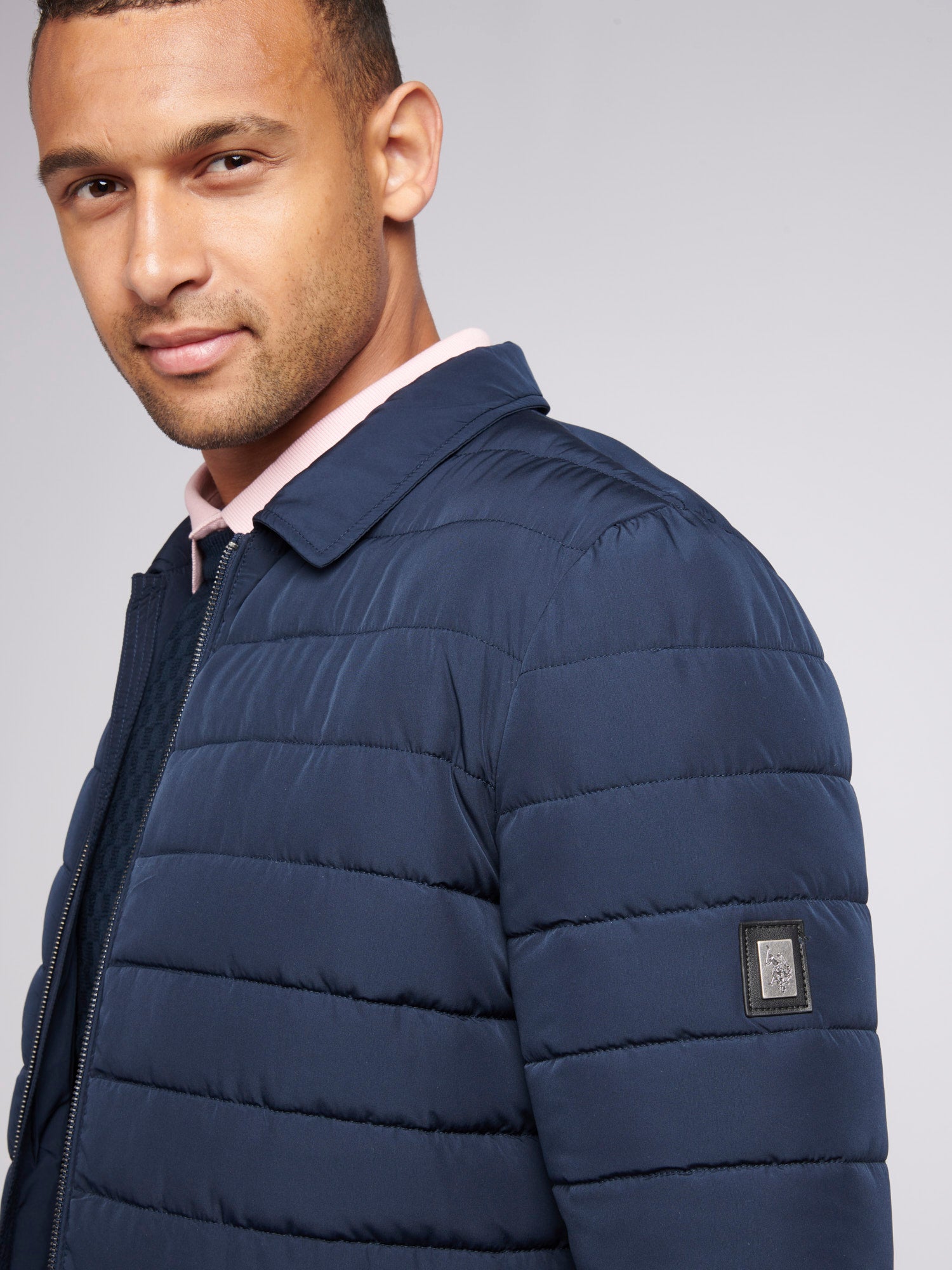 Mens Lightweight Quilted Collared Jacket in Dark Sapphire Navy