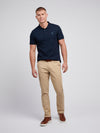 Mens Wide Rib Polo Shirt in Dark Sapphire Navy / Moonlight Blue DHM