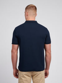 Mens Wide Rib Polo Shirt in Dark Sapphire Navy / Moonlight Blue DHM