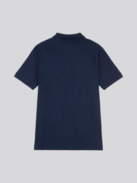 Mens Wide Rib Polo Shirt in Dark Sapphire Navy / Moonlight Blue DHM