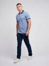 Mens Two Tone Pique Polo Shirt in Navy Peony