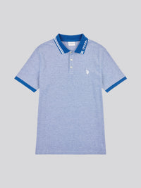 Mens Two Tone Pique Polo Shirt in Navy Peony