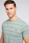 Mens Texture Stripe T-Shirt in Chinois Green