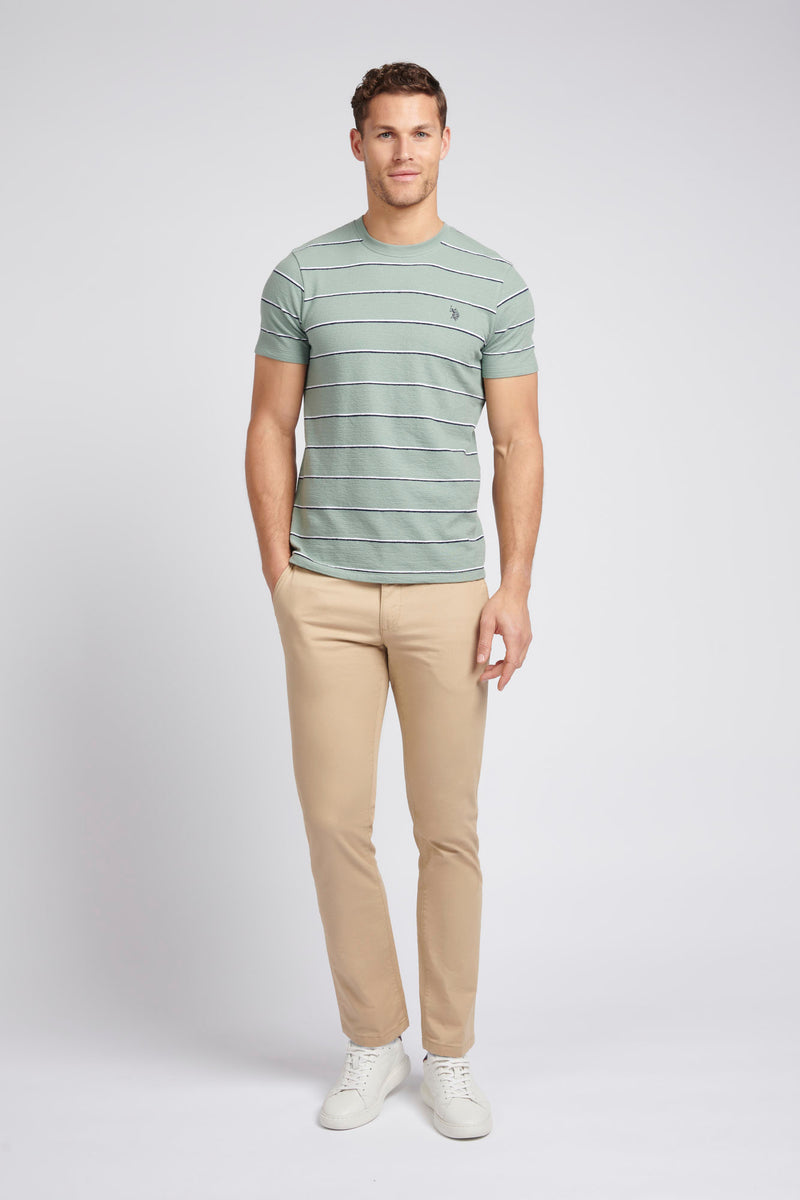 Mens Texture Stripe T-Shirt in Chinois Green