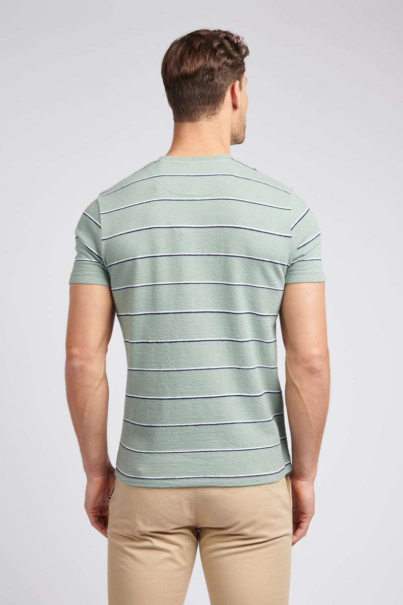 Mens Texture Stripe T-Shirt in Chinois Green