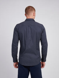 Mens Printed Shirt in Dark Sapphire Navy