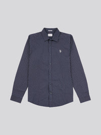 Mens Printed Shirt in Dark Sapphire Navy