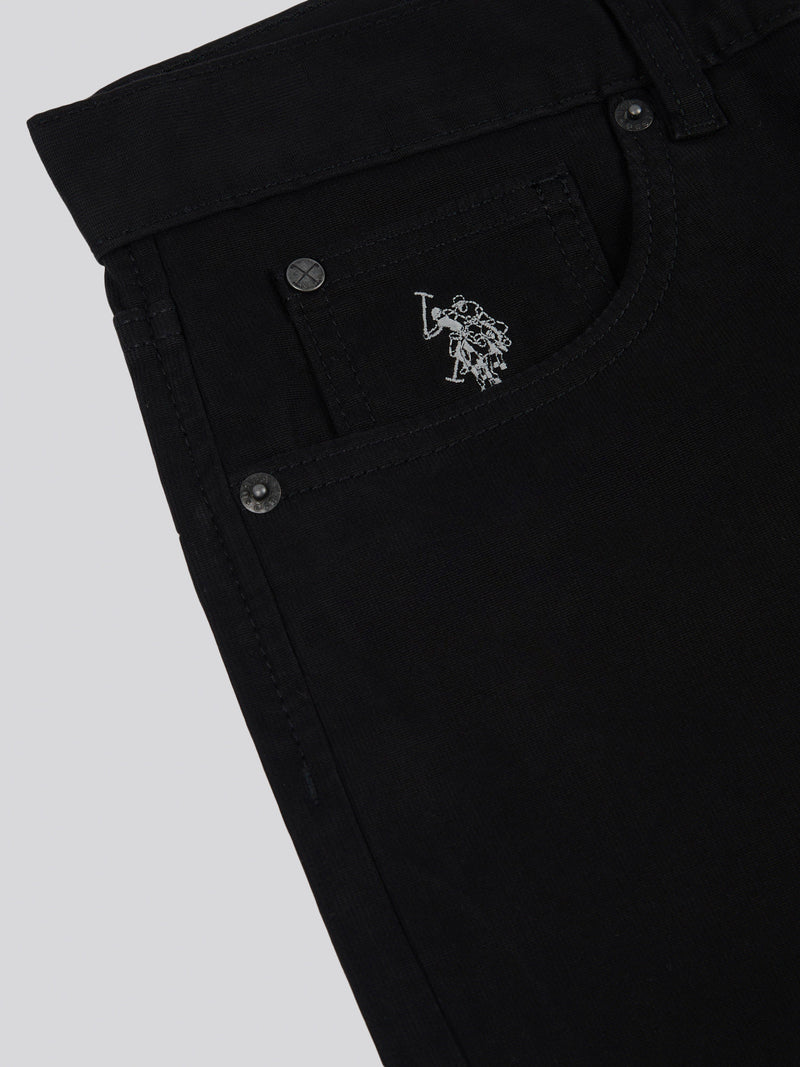 Mens Bedford Cord 5 Pocket Trousers in Black