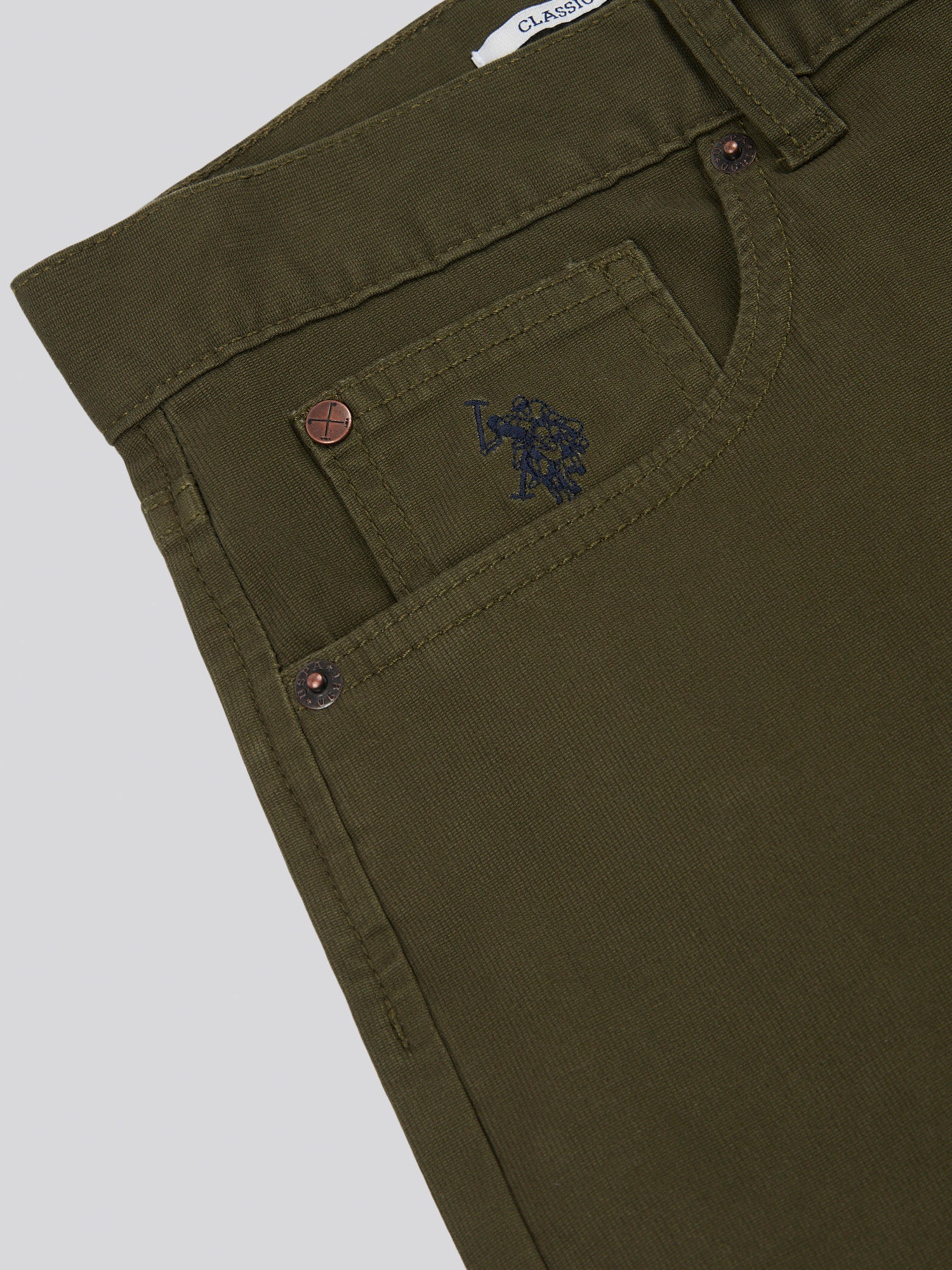 Mens Bedford Cord 5 Pocket Trousers in Forest Night