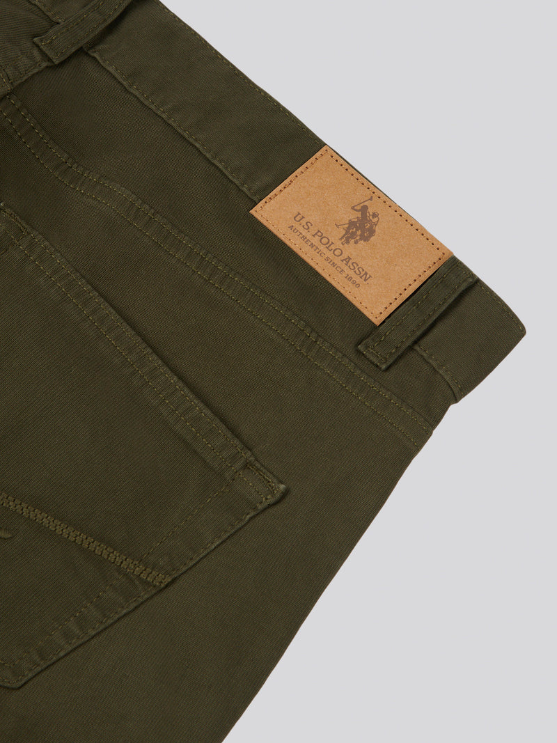 Mens Bedford Cord 5 Pocket Trousers in Forest Night