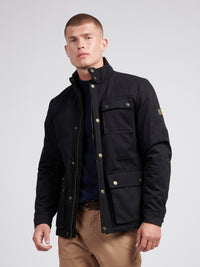 Mens Wax Coated Patch Pocket Jacket in Black