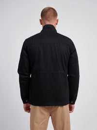 Mens Wax Coated Patch Pocket Jacket in Black