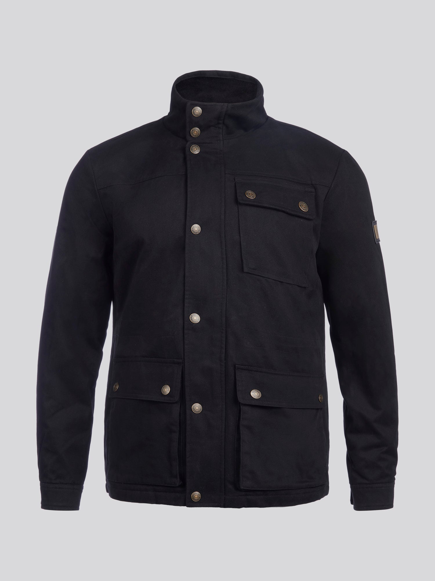 Mens Wax Coated Patch Pocket Jacket in Black