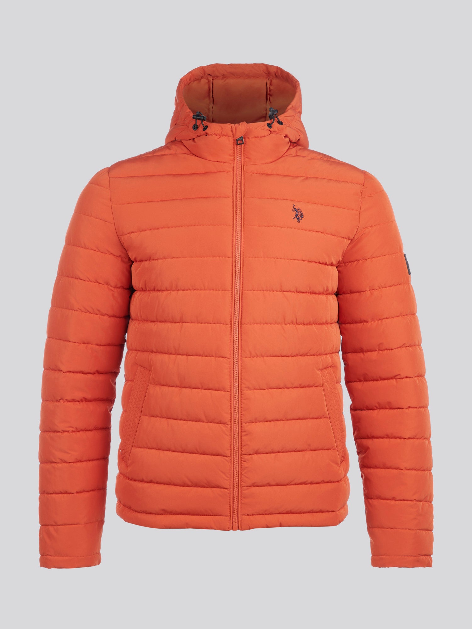 Mens Lightweight Quilt Hooded Puffer Jacket in Burnt Ochre