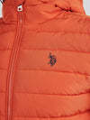 Mens Lightweight Quilt Hooded Puffer Jacket in Burnt Ochre