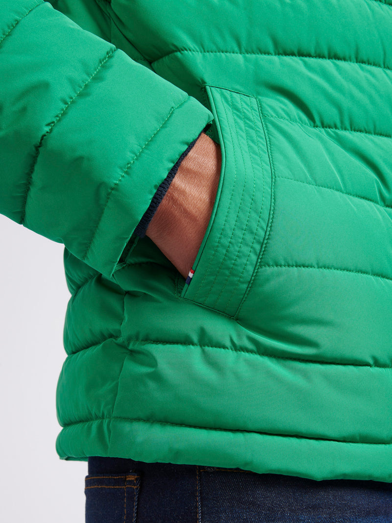 Mens Lightweight Quilt Hooded Puffer Jacket in Lush Meadow