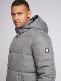 Mens Textured Winter Puffer Jacket in Charcoal