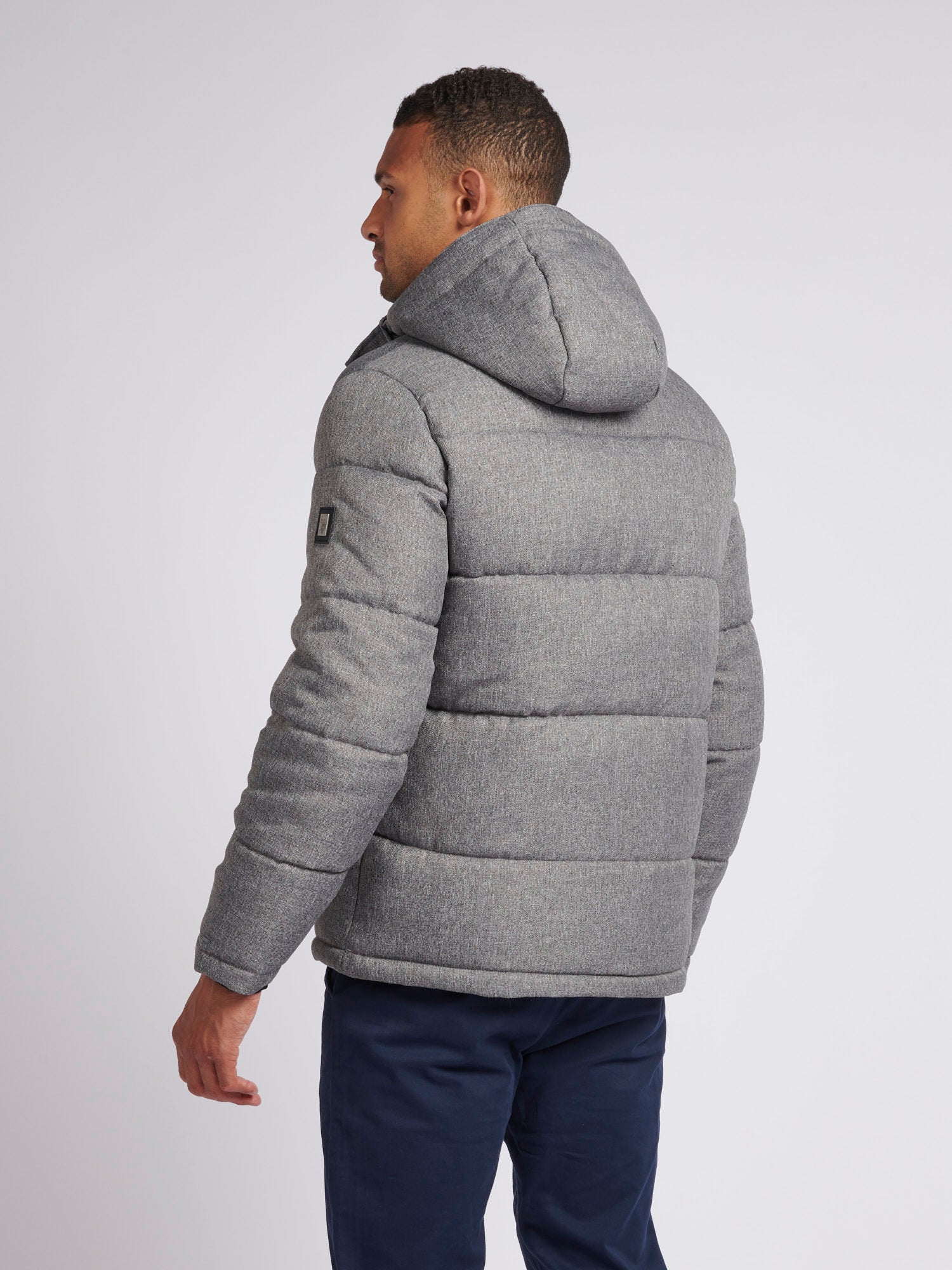 Mens Textured Winter Puffer Jacket in Charcoal