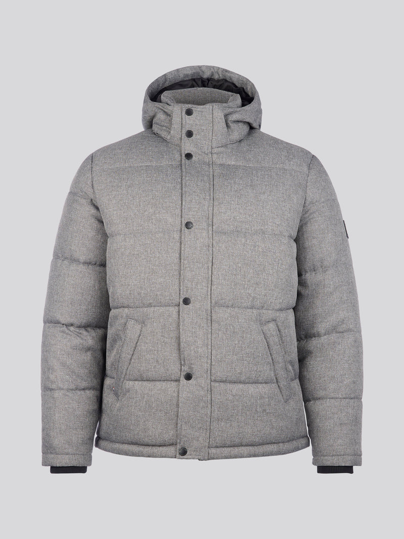 Mens Textured Winter Puffer Jacket in Charcoal