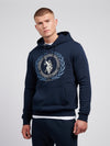 Mens Crest Graphic Hoodie in Dark Sapphire Navy