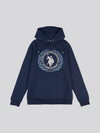 Mens Crest Graphic Hoodie in Dark Sapphire Navy