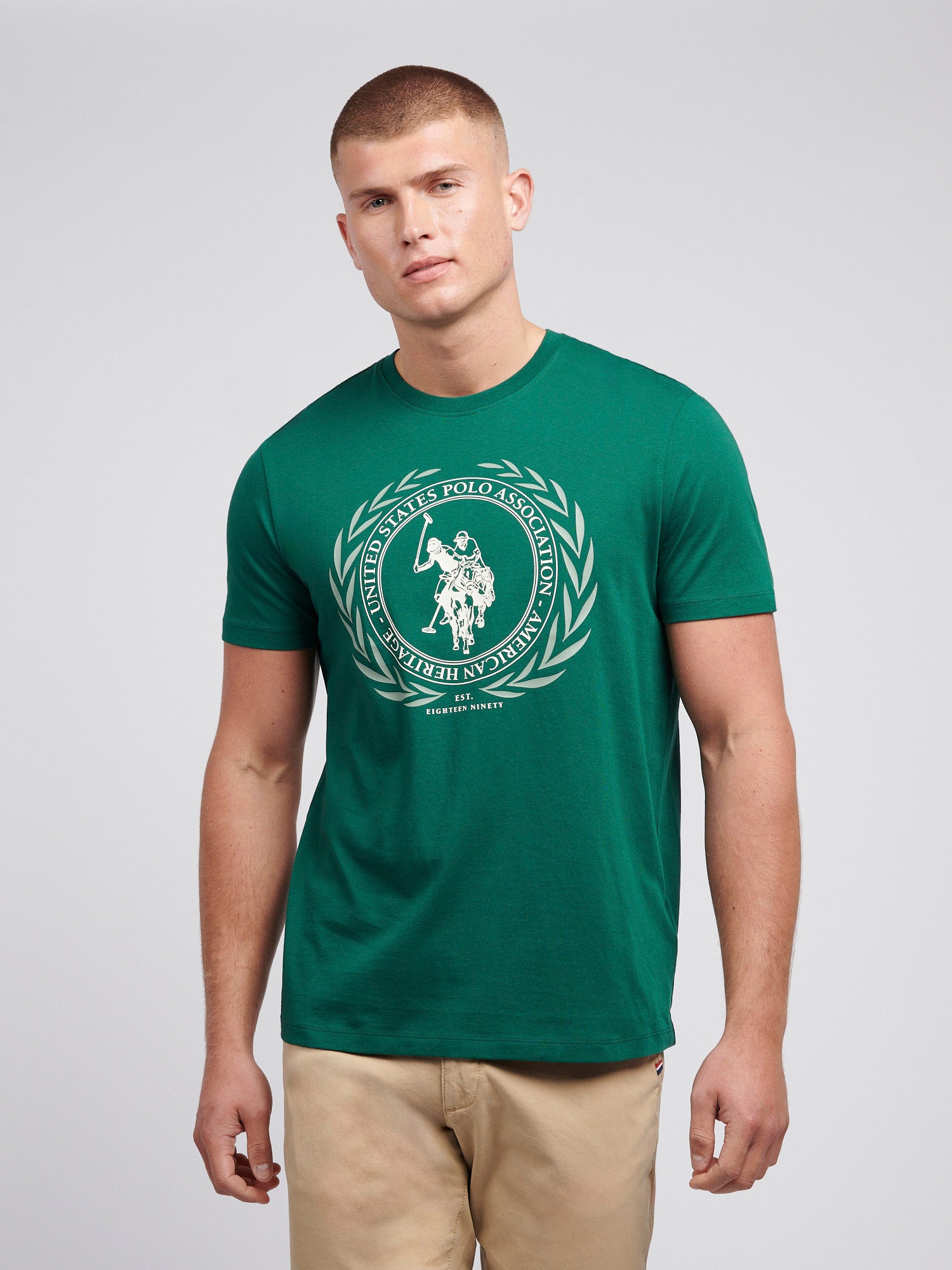 Mens Crest Graphic T-Shirt in Rain Forest