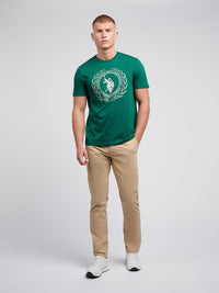 Mens Crest Graphic T-Shirt in Rain Forest