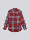 Mens Ombre Check Cotton Shirt in Tibetan Red