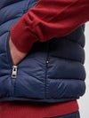 Mens Panelled Quilted Gilet in Dark Sapphire Navy / Haute Red DHM